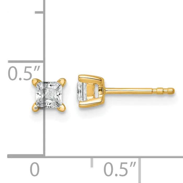Earrings Goldia 14k Yellow Gold 12 ctw Lab Grown Diamond VSSI G Princess 4 Prong Heavy Wt Stud Earrings