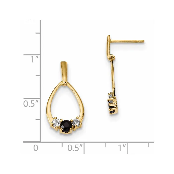 Earrings Goldia 14k Yellow Gold w Blue u0026 White Sapphire Post Dangle Earrings