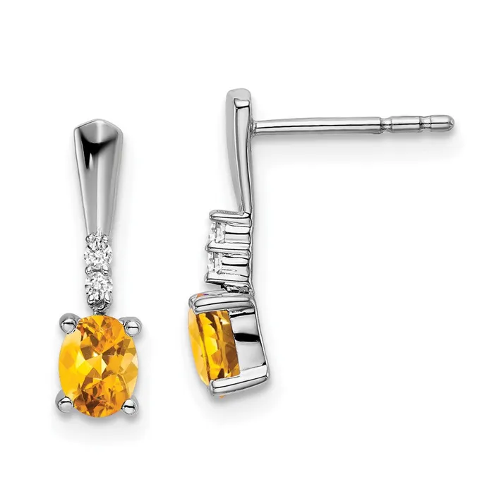 Earrings Goldia Solid 14k White Gold Oval Simulated Citrine and CZ Dangle Earrings Earrings Goldia Solid 14k White Gold Oval Simulated Citrine and CZ Dangle Earrings