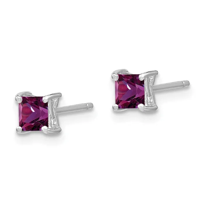 Earrings Goldia Sterling Silver 4mm Princess Created Ruby Post Earrings