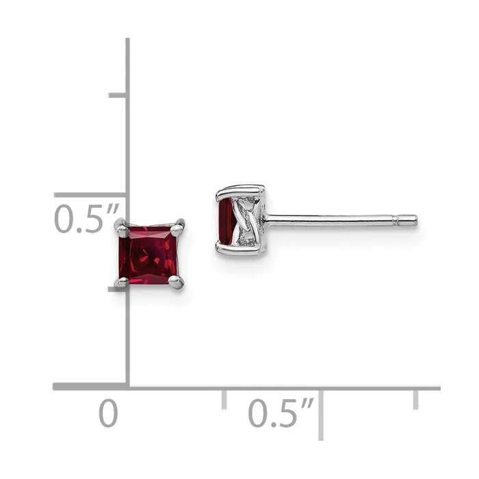 Earrings Goldia Sterling Silver 4mm Princess Created Ruby Post Earrings