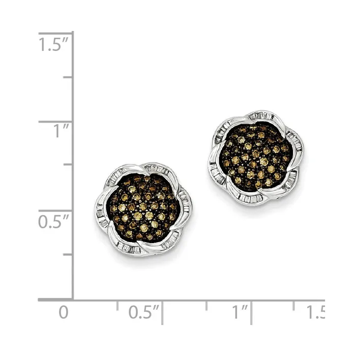 Earrings Goldia Sterling Silver Champagne Diamond Flower Post Earrings