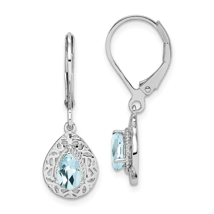 Earrings Goldia Sterling Silver Rhodiumplated Aquamarine Lever Back Earrings Earrings Goldia Sterling Silver Rhodiumplated Aquamarine Lever Back Earrings