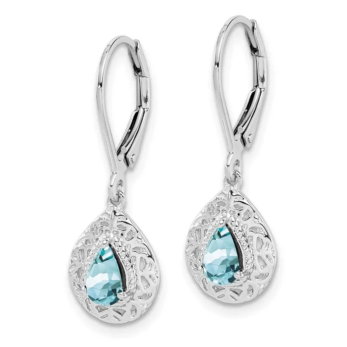 Earrings Goldia Sterling Silver Rhodiumplated Aquamarine Lever Back Earrings