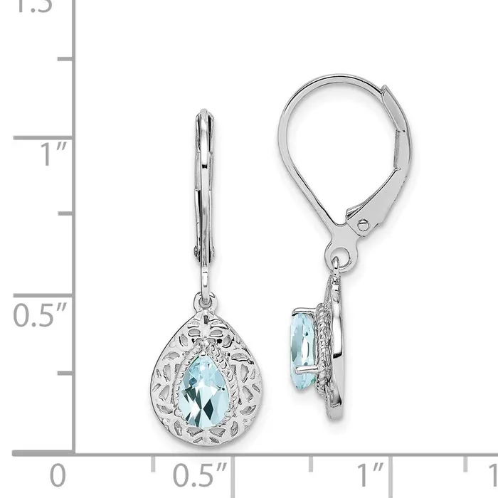 Earrings Goldia Sterling Silver Rhodiumplated Aquamarine Lever Back Earrings