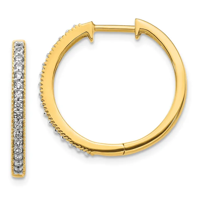 Earrings Solid 14k Yellow Gold Simulated CZ Milgrain Hinged Hoop Earrings Goldia Earrings Solid 14k Yellow Gold Simulated CZ Milgrain Hinged Hoop Earrings Goldia