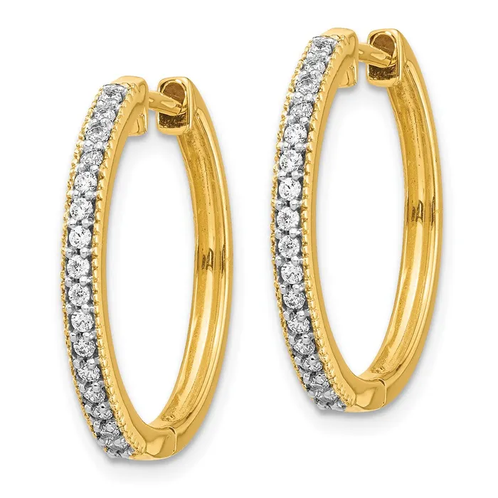 Earrings Solid 14k Yellow Gold Simulated CZ Milgrain Hinged Hoop Earrings Goldia
