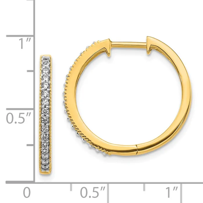 Earrings Solid 14k Yellow Gold Simulated CZ Milgrain Hinged Hoop Earrings Goldia