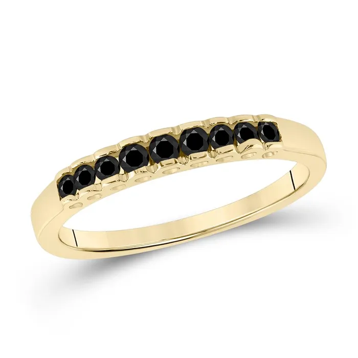 gndatlanta 10k Yellow Gold Princess Black Diamond Band Ring 14 Cttw Rings