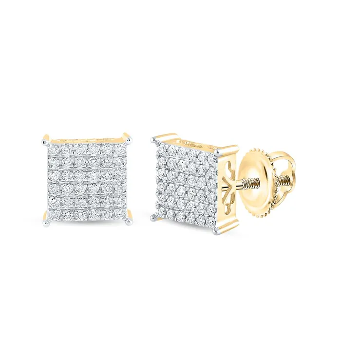 gndatlanta 10k Yellow Gold Round Diamond Square Earrings 12 Cttw Earrings gndatlanta 10k Yellow Gold Round Diamond Square Earrings 12 Cttw Earrings