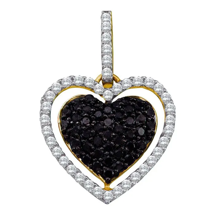 gndatlanta 34CTDiamond BLACK HEART FASHION PENDANT Necklaces