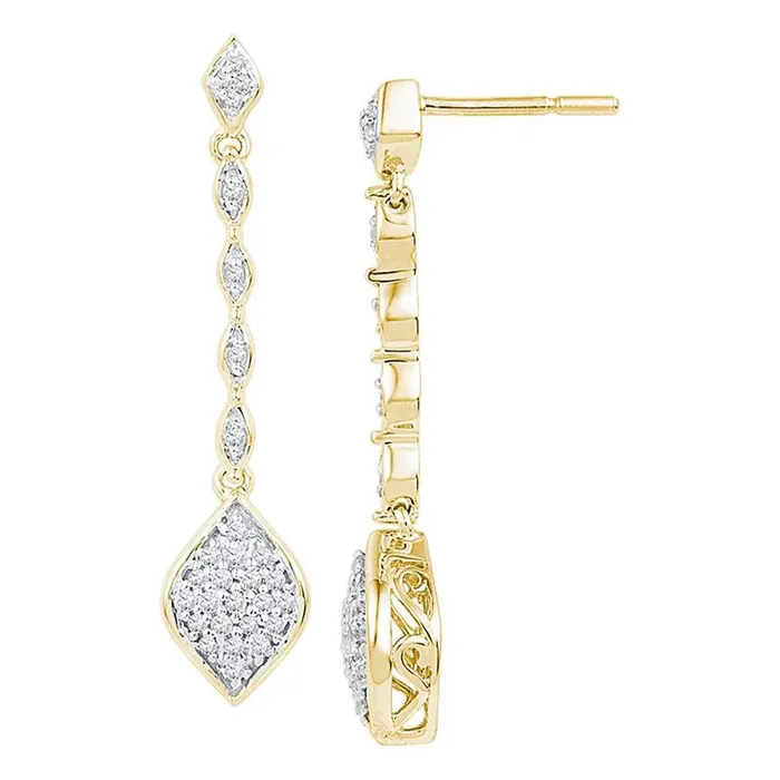 gndatlanta Earrings 10k Yellow Gold Round Diamond Cluster Dangle Drop Earrings 14 Cttw gndatlanta Earrings 10k Yellow Gold Round Diamond Cluster Dangle Drop Earrings 14 Cttw