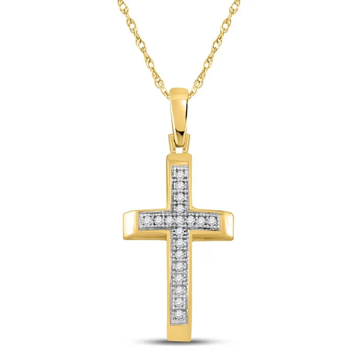 gndatlanta Necklaces 10k Yellow Gold Round Diamond Cross Pendant 120 Cttw