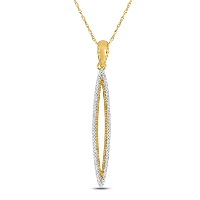 gndatlanta Necklaces 10k Yellow Gold Round Diamond Narrow Oval Outline Pendant 15 Cttw gndatlanta Necklaces 10k Yellow Gold Round Diamond Narrow Oval Outline Pendant 15 Cttw