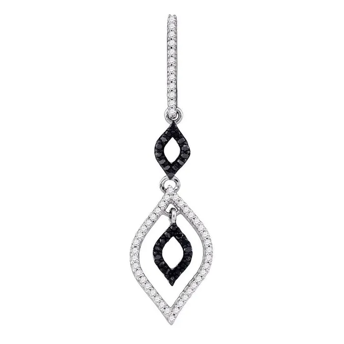 gndatlanta Necklaces 14k White Gold Black Diamond Leafshape Dangle Pendant 14 Cttw