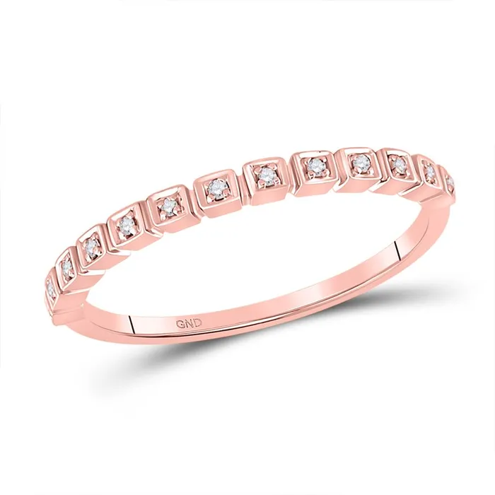 gndatlanta Rings 10k Rose Gold Round Diamond Stackable Band Ring 120 Cttw