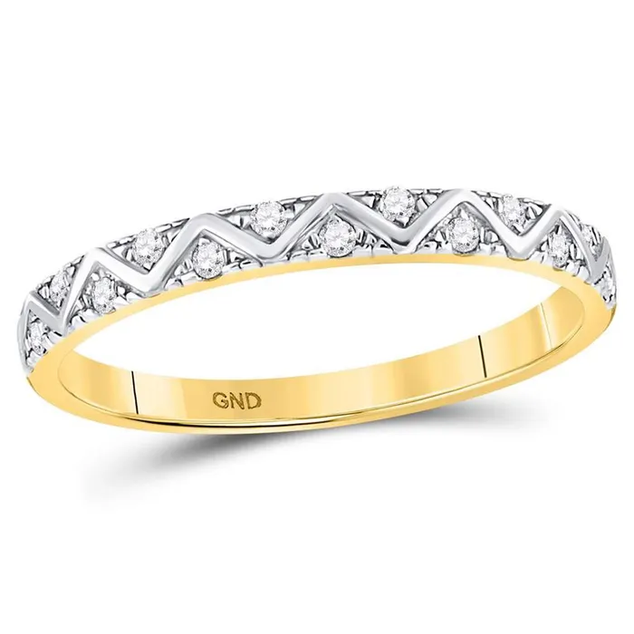 gndatlanta Rings 10kt Yellow Gold Round Diamond Zigzag Stackable Band Ring 110 Cttw gndatlanta Rings 10kt Yellow Gold Round Diamond Zigzag Stackable Band Ring 110 Cttw
