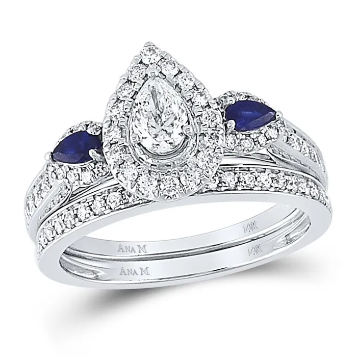 gndatlanta Rings 14k White Gold Pear Diamond Bridal Wedding Ring Set 78 Cttw gndatlanta Rings 14k White Gold Pear Diamond Bridal Wedding Ring Set 78 Cttw