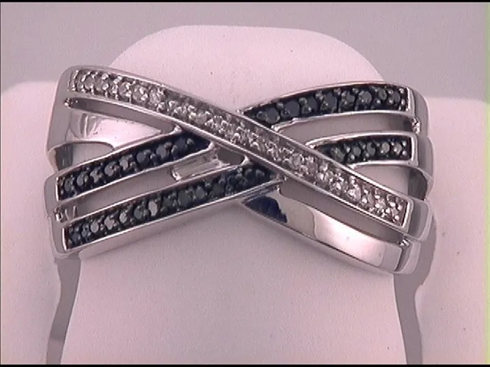 gndatlanta Rings 14k White Gold Round Black Diamond Crossover Band Ring 15 Cttw gndatlanta Rings 14k White Gold Round Black Diamond Crossover Band Ring 15 Cttw