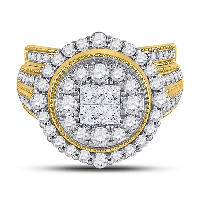 gndatlanta Rings 14k Yellow Gold Princess Diamond Bridal Wedding Ring Set 2 Cttw gndatlanta Rings 14k Yellow Gold Princess Diamond Bridal Wedding Ring Set 2 Cttw