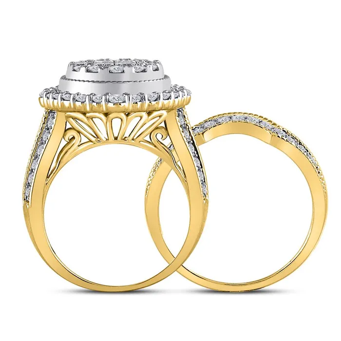 gndatlanta Rings 14k Yellow Gold Princess Diamond Bridal Wedding Ring Set 2 Cttw