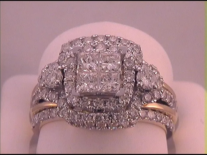 gndatlanta Rings 14k Yellow Gold Princess Diamond Bridal Wedding Ring Set 2 Cttw