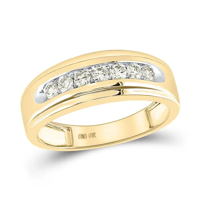 gndatlanta Rings 14k Yellow Gold Round Diamond Wedding Single Row Band Ring 12 Cttw