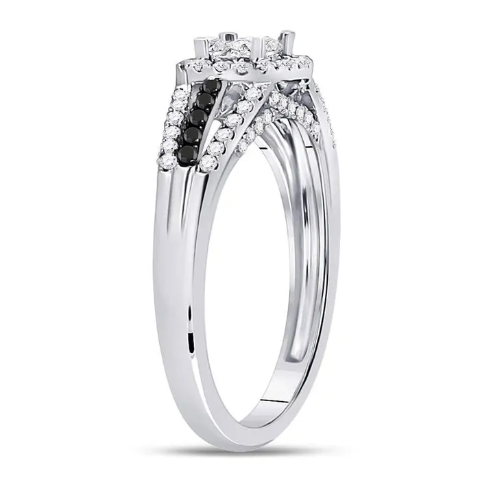 gndatlanta Rings 14kt White Gold Princess Diamond Cluster Splitshank Ring 58 Cttw