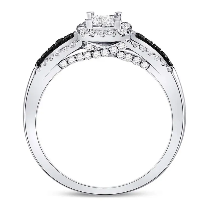 gndatlanta Rings 14kt White Gold Princess Diamond Cluster Splitshank Ring 58 Cttw