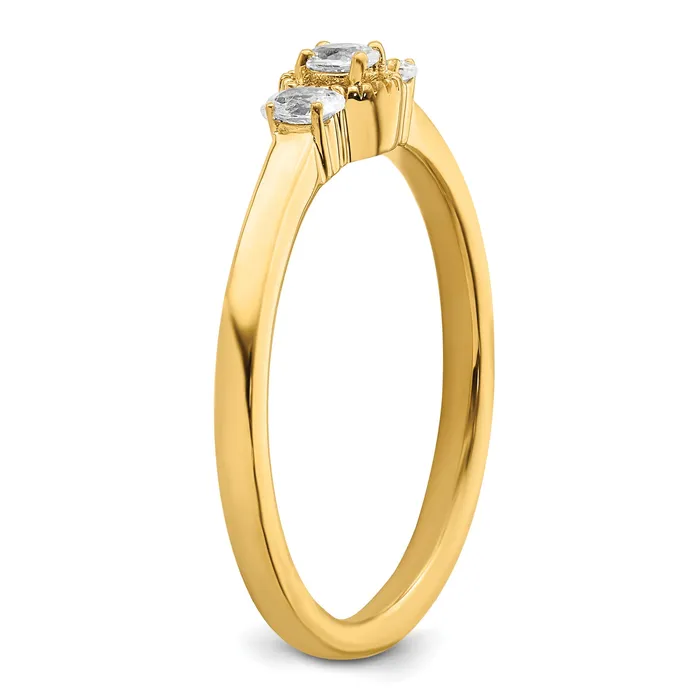 Goldia 012ct CZ Solid Real 14k Polish Beaded Edges 3 stone Oval Complete Dia Ring Rings