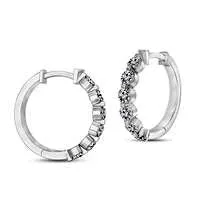 Goldia 075 CT TW Diamond Hoop Earrings in Sterling Silver Earrings