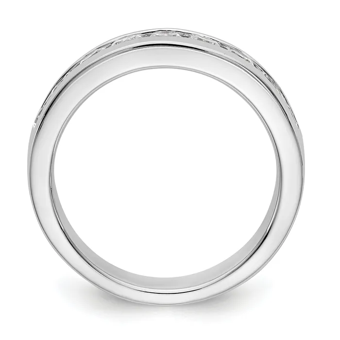 Goldia 084ct CZ Solid Real 14K White Gold 9Stone Channel Wedding Band Ring Rings