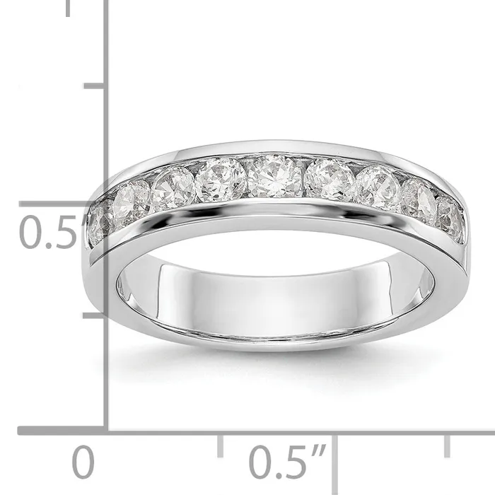 Goldia 084ct CZ Solid Real 14K White Gold 9Stone Channel Wedding Band Ring Rings