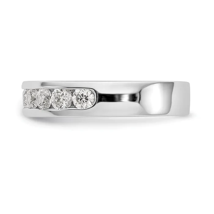 Goldia 084ct CZ Solid Real 14K White Gold 9Stone Channel Wedding Band Ring Rings