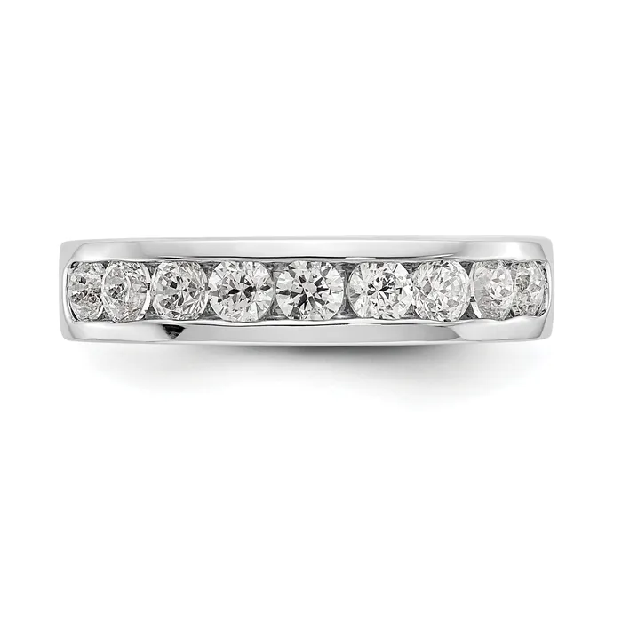 Goldia 084ct CZ Solid Real 14K White Gold 9Stone Channel Wedding Band Ring Rings