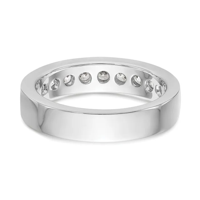 Goldia 084ct CZ Solid Real 14K White Gold 9Stone Channel Wedding Band Ring Rings