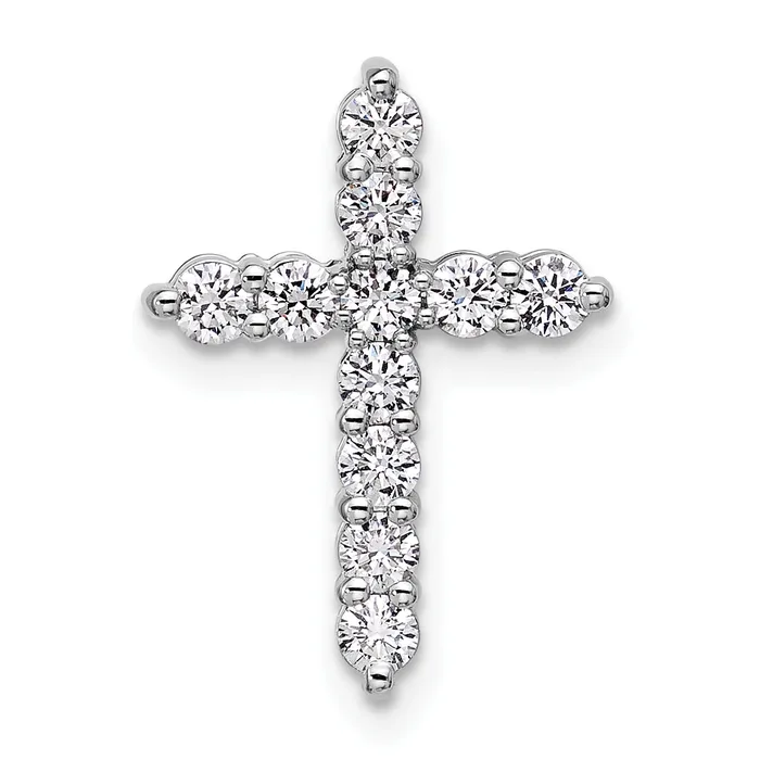 Goldia 14k White Gold 12 Ct Lab Grown Diamond VSSI G Cross Chain Slide Pendant Necklaces Goldia 14k White Gold 12 Ct Lab Grown Diamond VSSI G Cross Chain Slide Pendant Necklaces