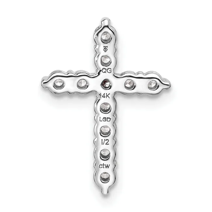 Goldia 14k White Gold 12 Ct Lab Grown Diamond VSSI G Cross Chain Slide Pendant Necklaces