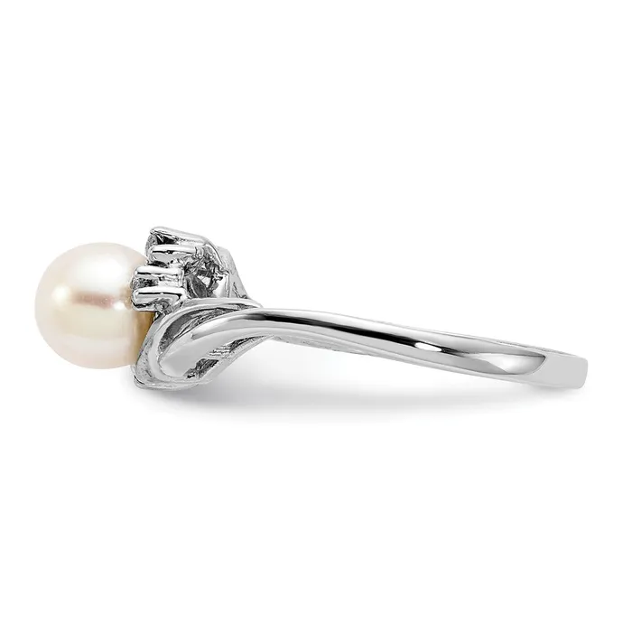 Goldia 14k White Gold 6mm FW Cultured Pearl VS Diamond ring Rings