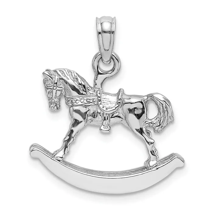 Goldia 14k White Gold Polished 3D Rocking Horse Charm Charm Necklaces