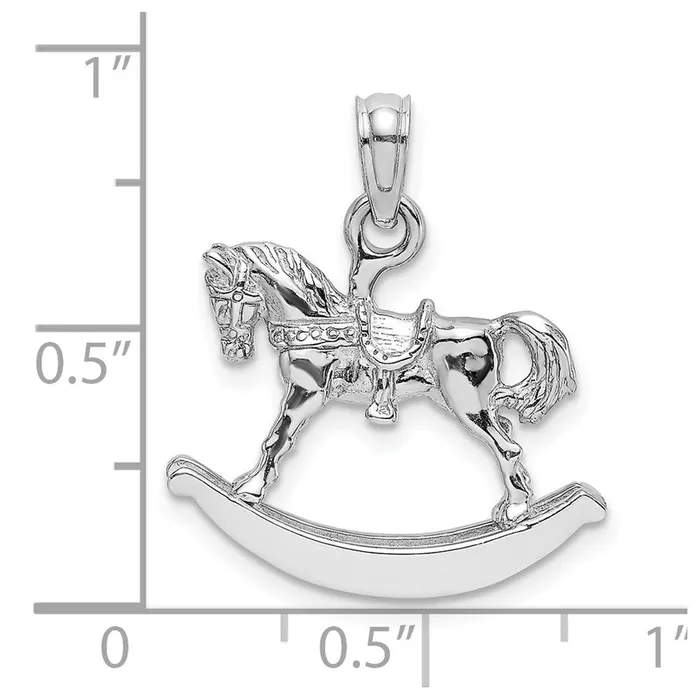 Goldia 14k White Gold Polished 3D Rocking Horse Charm Charm Necklaces