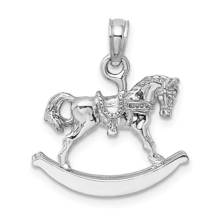 Goldia 14k White Gold Polished 3D Rocking Horse Charm Charm Necklaces