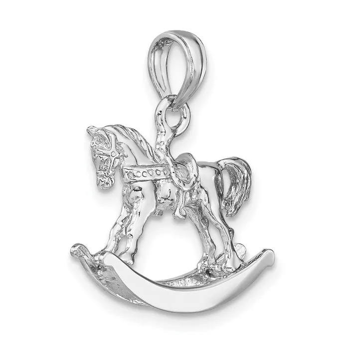 Goldia 14k White Gold Polished 3D Rocking Horse Charm Charm Necklaces