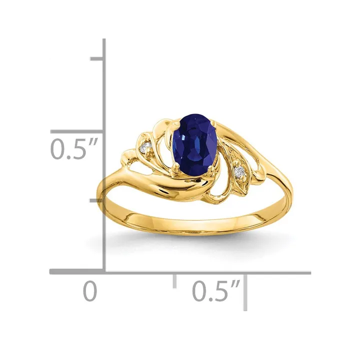 Goldia 14K Yellow Gold 6x4mm Oval Sapphire A Real Diamond ring Rings