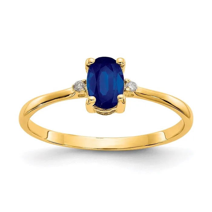 Goldia 14K Yellow Gold Real Diamond Sapphire Birthstone Ring Rings