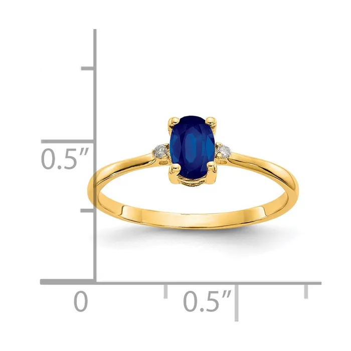 Goldia 14K Yellow Gold Real Diamond Sapphire Birthstone Ring Rings