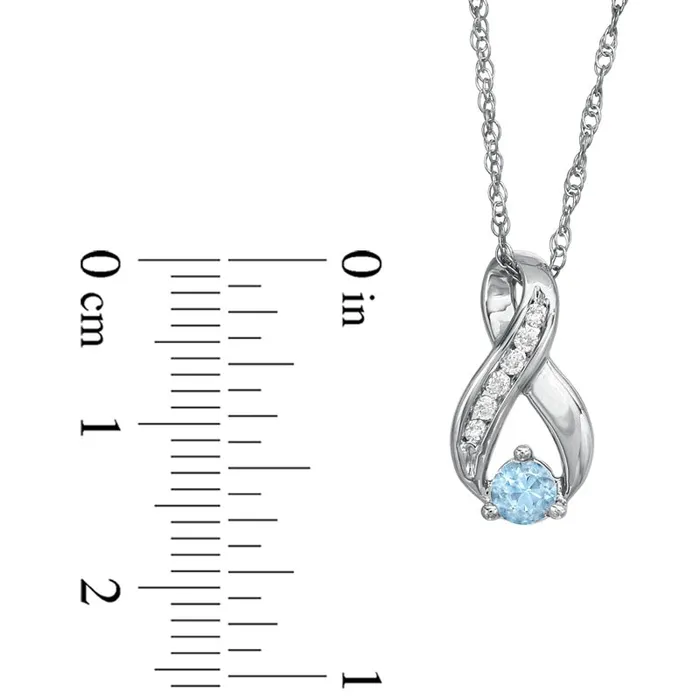 Goldia 40mm Aquamarine and 01 CT TW Natural Diamond Infinity Loop Pendant in Sterling Silver Necklaces Goldia 40mm Aquamarine and 01 CT TW Natural Diamond Infinity Loop Pendant in Sterling Silver Necklaces