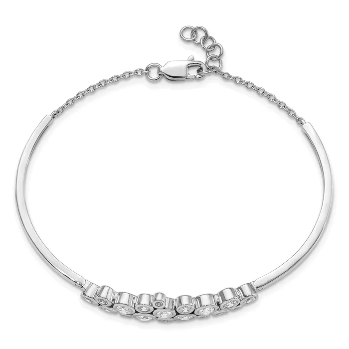 Goldia Bracelets 14k White Gold 1 12 Ct Lab Grown Diamond VSSI G Bangle with 5 inch extention Bracelet