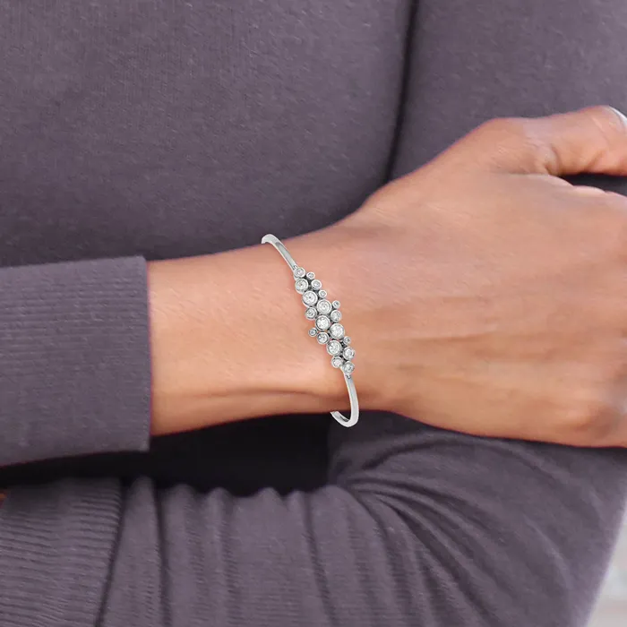 Goldia Bracelets 14k White Gold 1 12 Ct Lab Grown Diamond VSSI G Bangle with 5 inch extention Bracelet