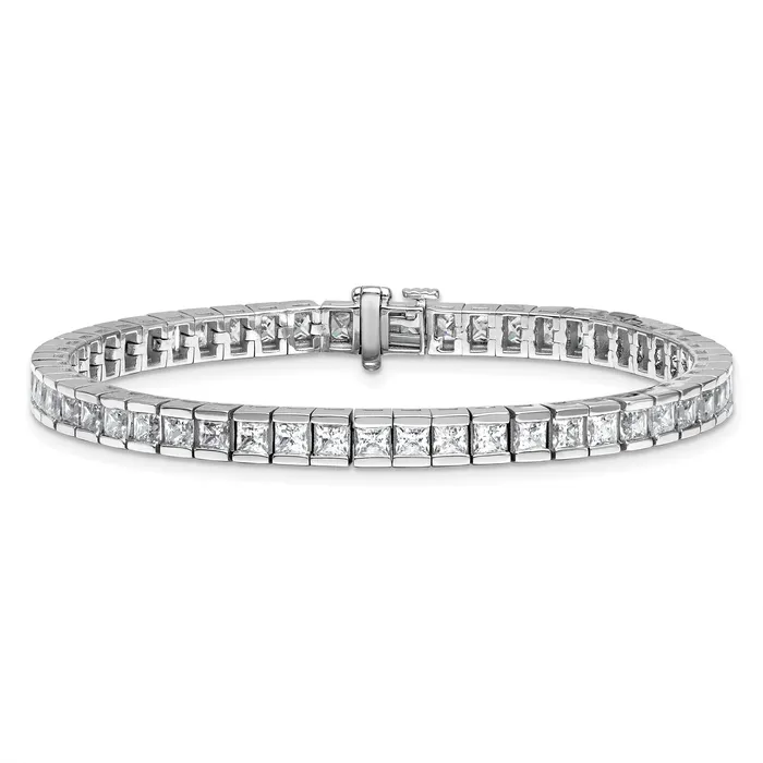 Goldia Bracelets 14K White Gold Lab Grown Diamond VSSI G Princess Tennis Bracelet